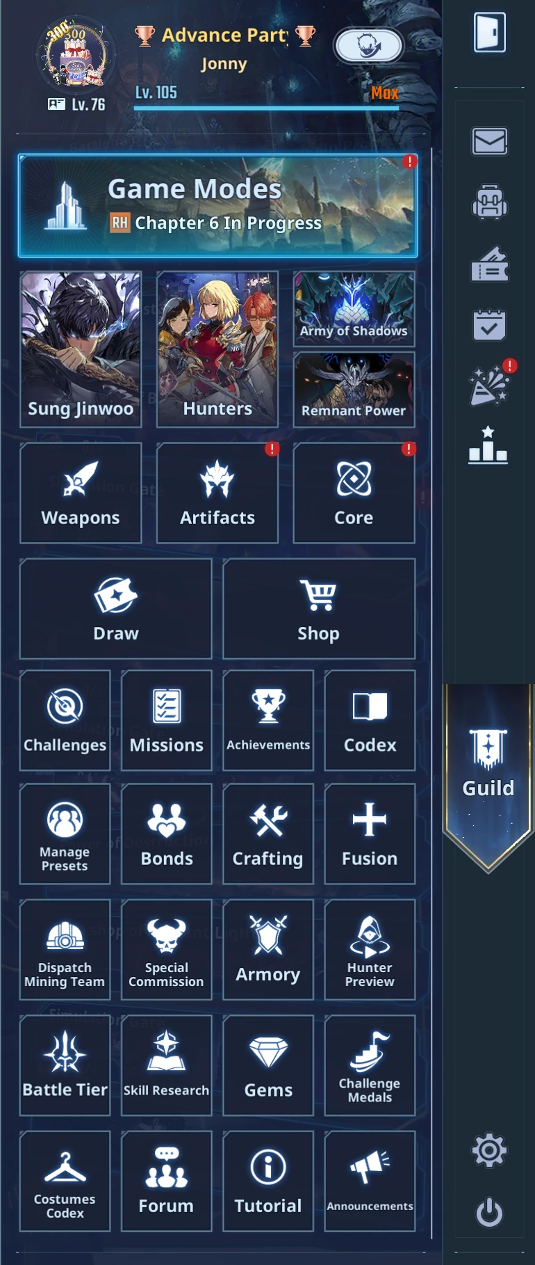 Menu du Jeu